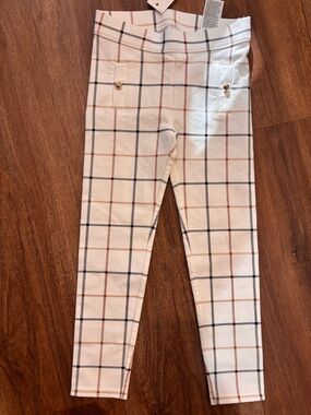 Janie & Jack Kids White Plaid Stretch Leggings - Unbranded